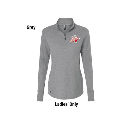 B7.   Adidas -Ladies' 3-Stripes 1/4 Zip Sweater Pullover